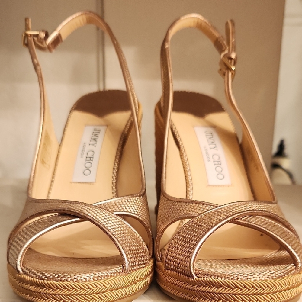 Jimmy Choo Gold Strappy Sandals